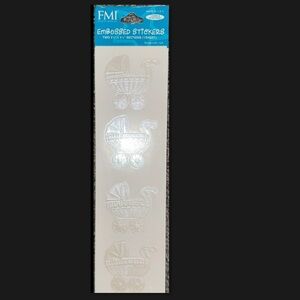 $1 Silver Embossed Baby Carriage Stickers $1 WITH ANY $10 ORDER OR MORE